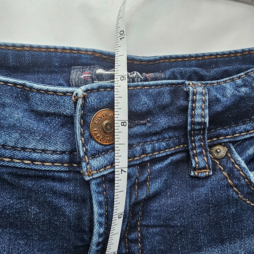 Silver Jeans Suki Bootcut 30x33‎ Dark Wash Blue Distressed Western Boho Cowgirl - Picture 10 of 11